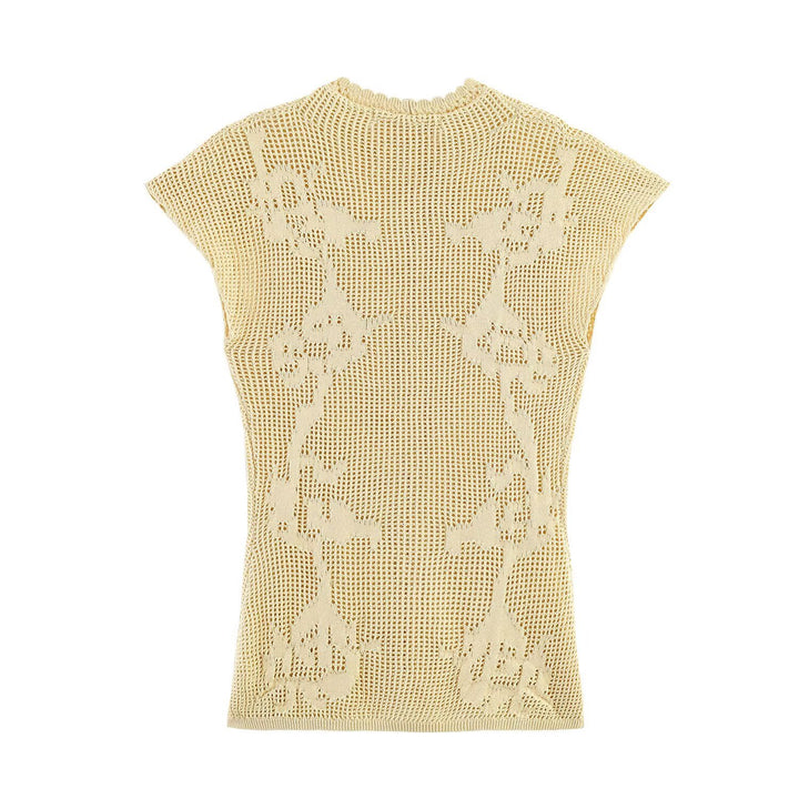 Dame elegant strikbluse med filigranmønster Skovae