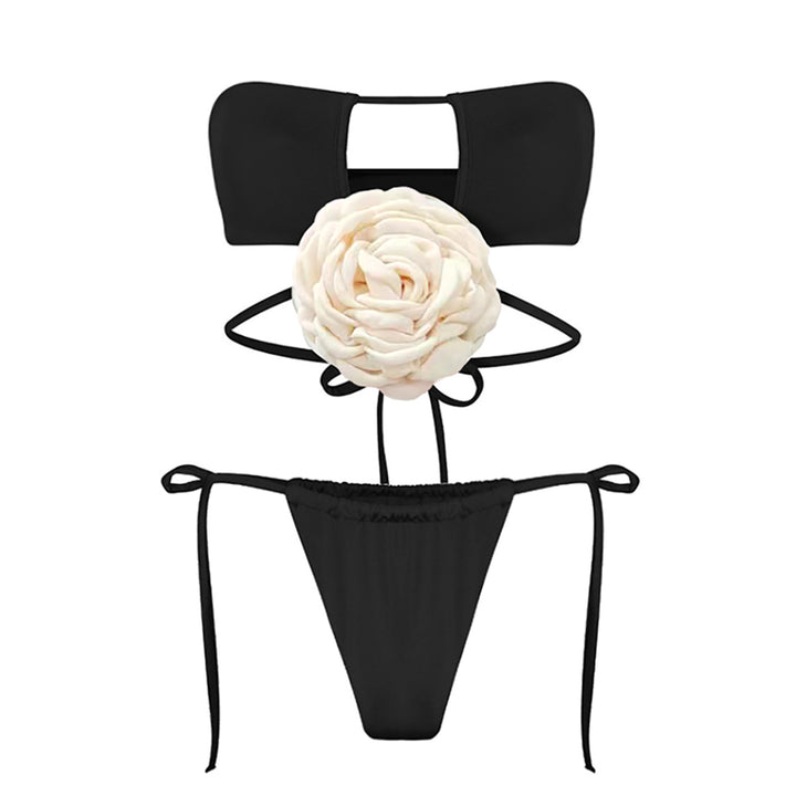 Dame bikini-sæt med blomsteroberdel og spændende snøre detaljer Stilla