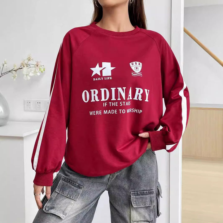 Kvinders afslappede sweatshirt med kreative grafik og voluminøse ærmer Stilla