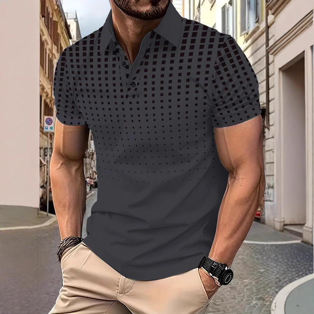 Herrer Poloshirt med moderne puslespiltryk og åndbare egenskaber Stilla