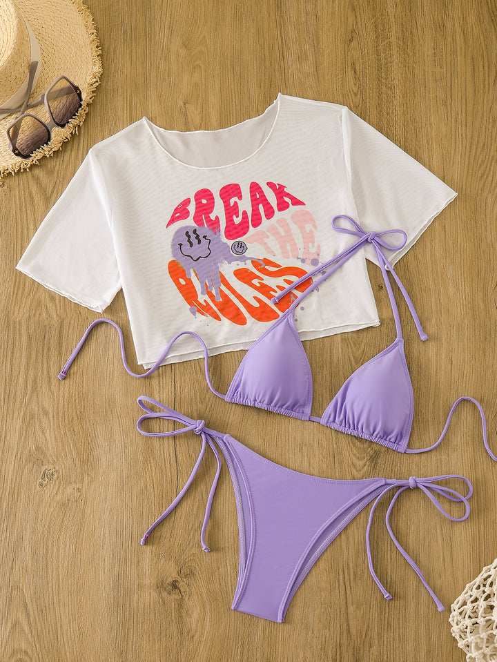 Dame Grafiktryk Bikini og Crop Top Sæt Stilla