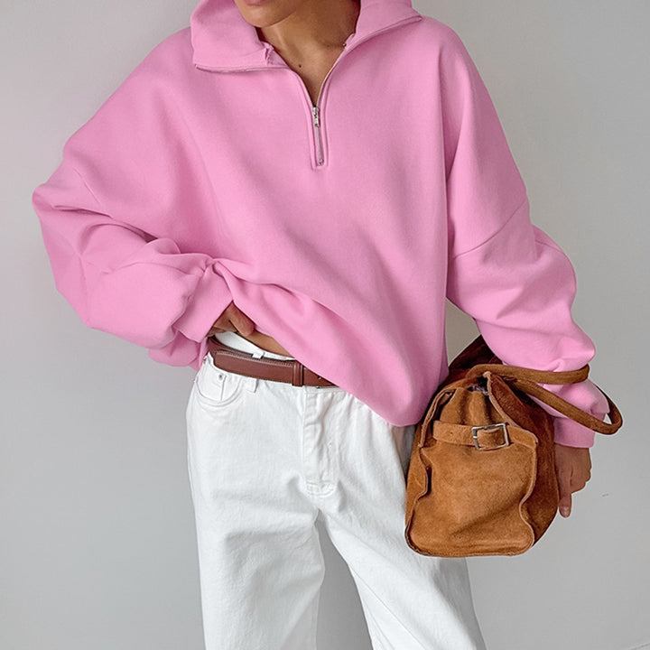 Damer afslappet hoodie med gennemgående lynlås og oversized snit Stilla