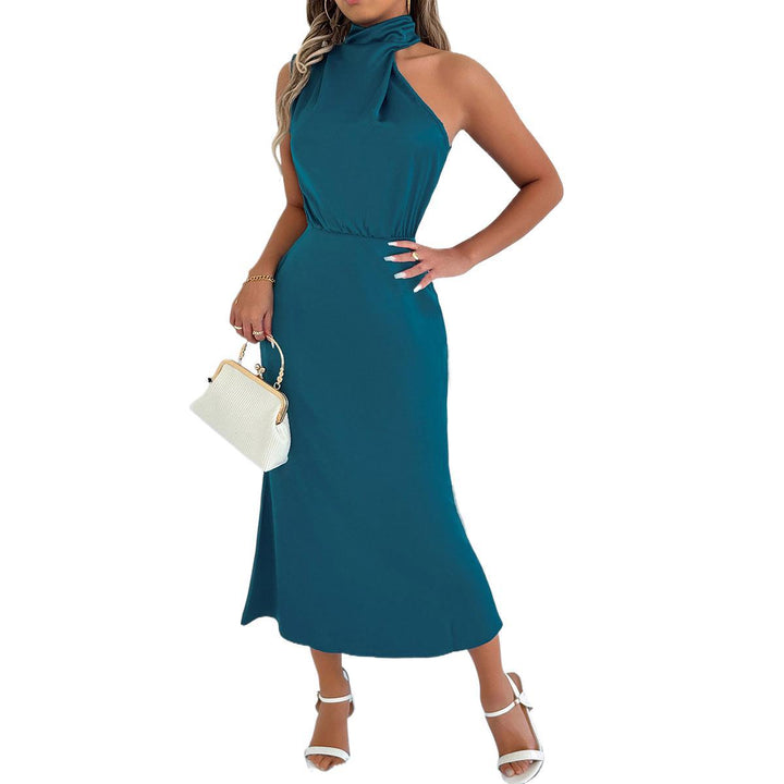 Dame Maxi Kjole med asymmetrisk halter og flydende snit Skovae
