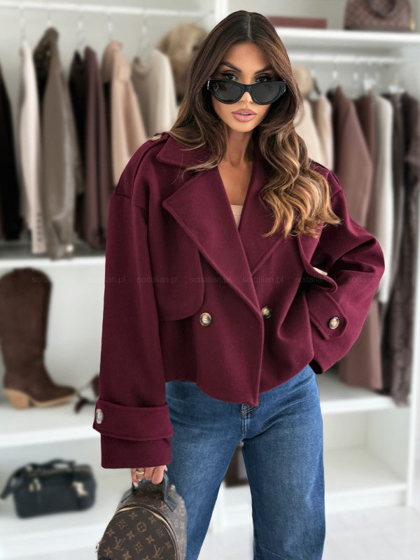 Kvinders oversized uldjakke med brede revers Stilla