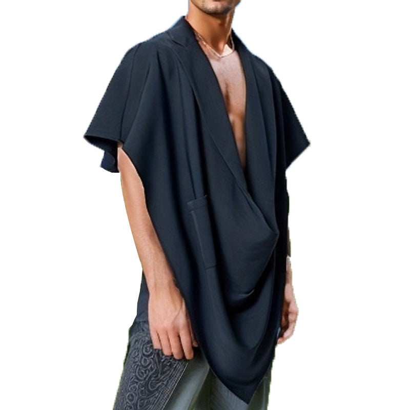 Dame nan Cape-blazer med sjalkragen åben front påsat lomme og spidse zipfelsaum Skovae