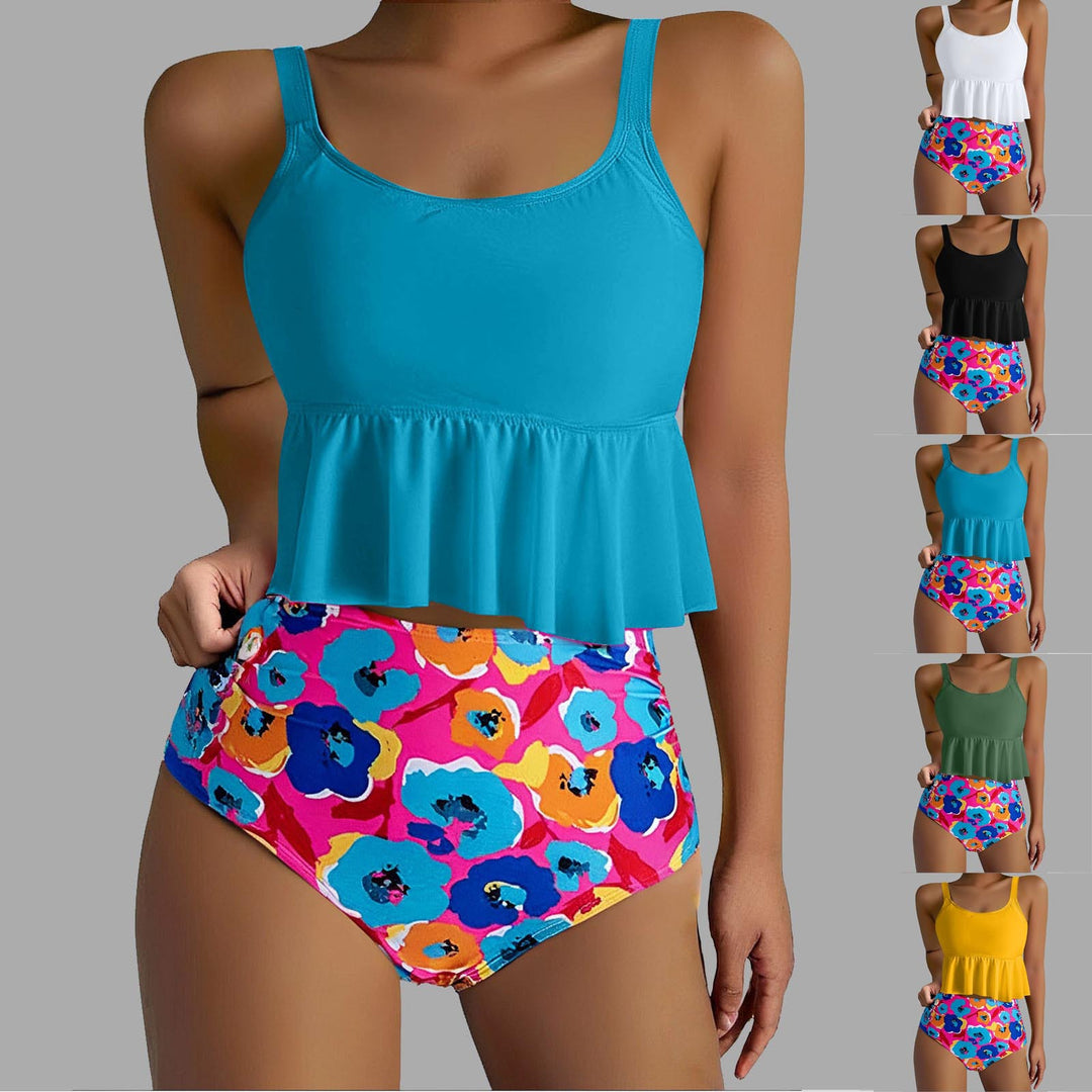 Dame Tankini-sæt med afslappet spidstop og højt skårne shorts Stilla