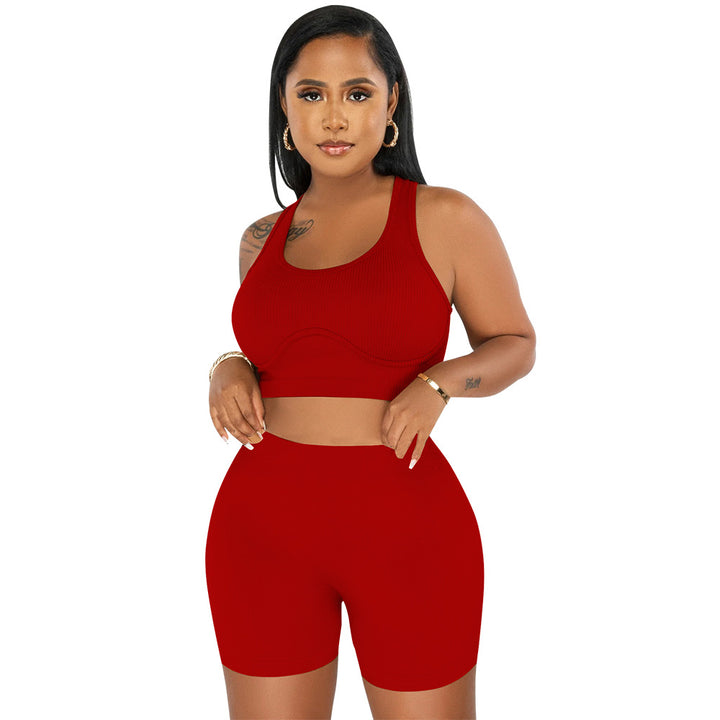 Damer Sporty Crop-Top og Shorts Sæt Stilla