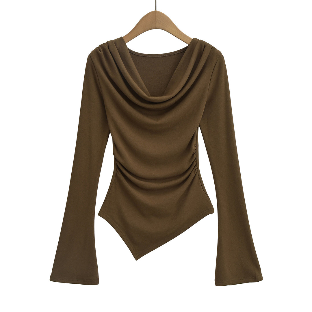 Dame asymmetrisk top med elegant indpakningsdesign og ekstravagante draperingseffekter Stilla