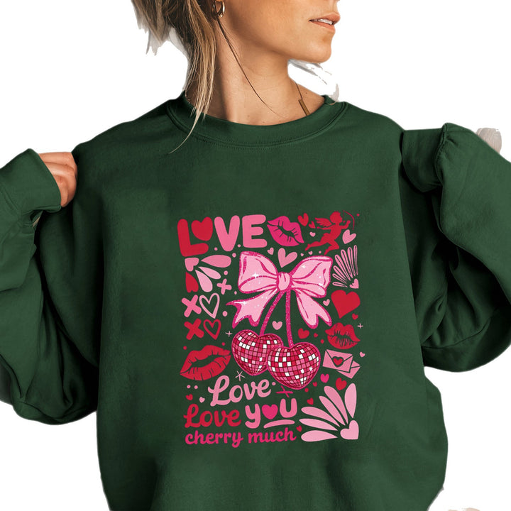 Damer sweatshirt med voluminøse ærmer og legende kirsebærmotiv Stilla