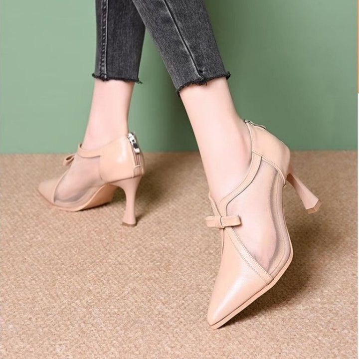 Dame elegante Slingback-pumps med gennemsigtige indsatser og moderne sløjfe-tryk Stilla