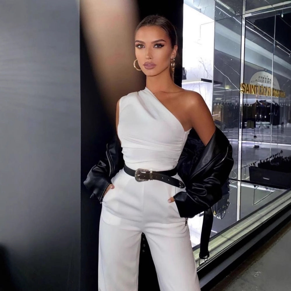 Dame One-Shoulder Jumpsuit med bredt ben Skovae