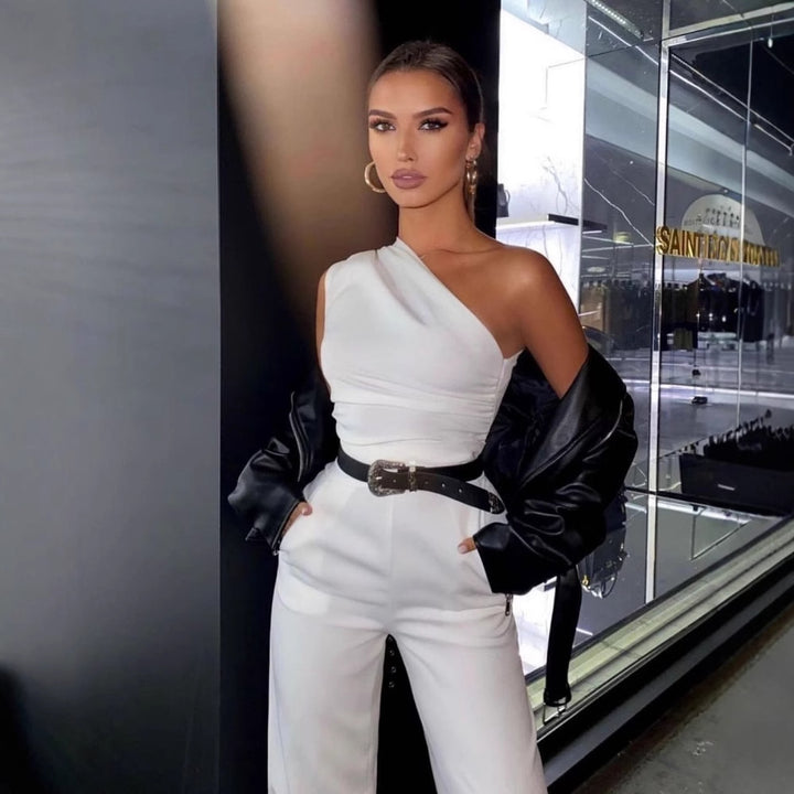 Dame One-Shoulder Jumpsuit med bredt ben Skovae