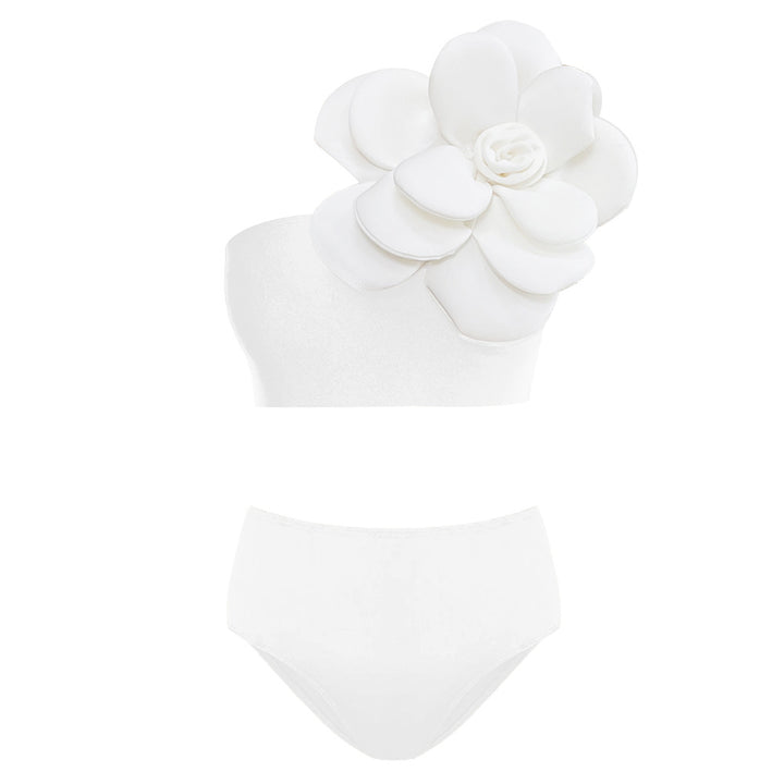 Dame bikini sæt med aftagelig blomsterapplikation og høj talje Stilla