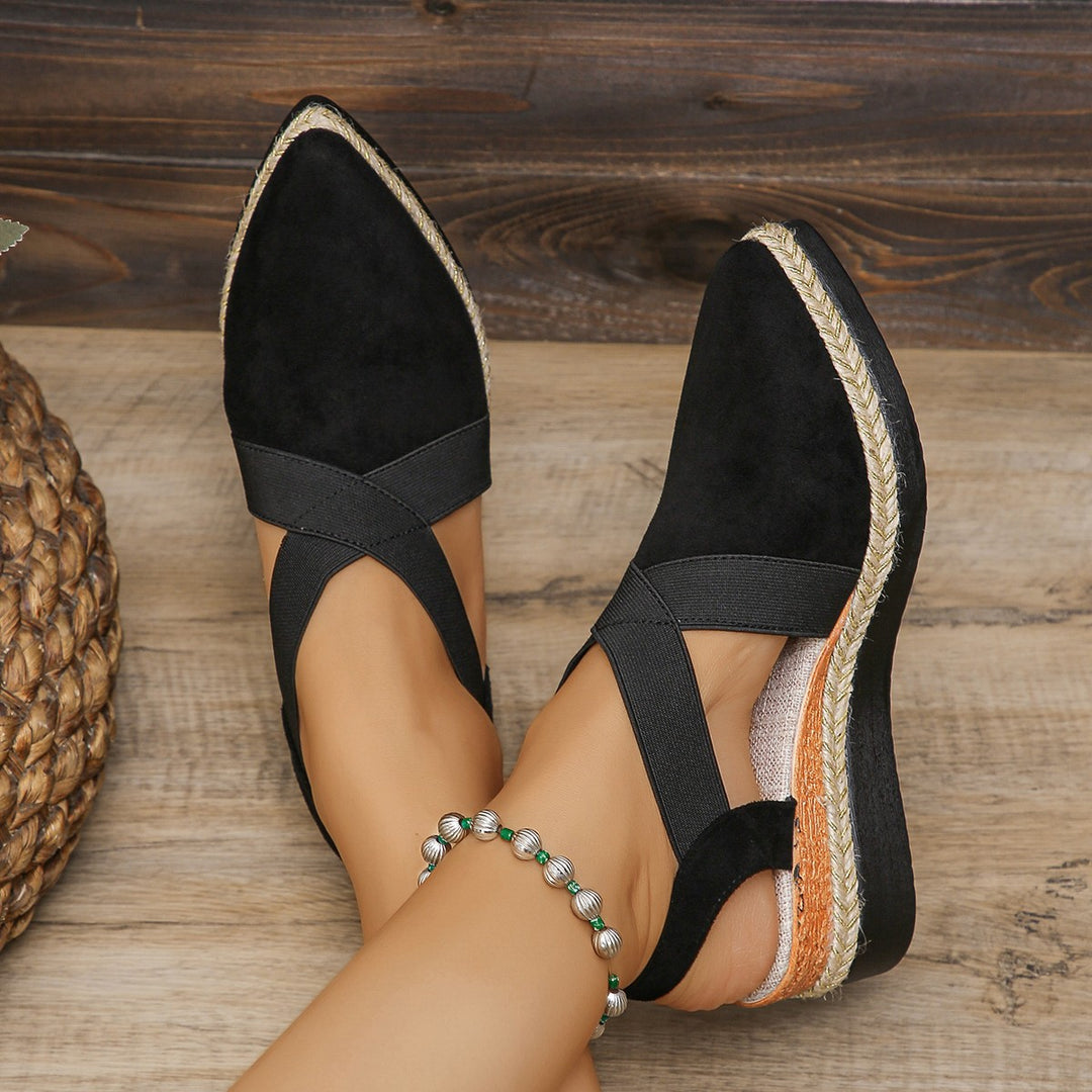 Dame nan Velours-Slingback-Kile med spids forfod, flettet jutebånd og dämpende løbsål Skovae