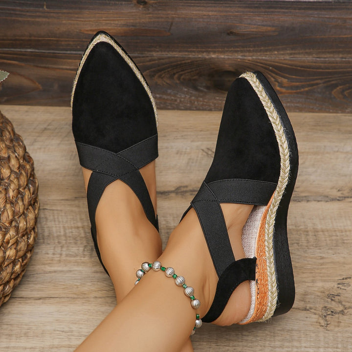 Dame nan Velours-Slingback-Kile med spids forfod, flettet jutebånd og dämpende løbsål Skovae