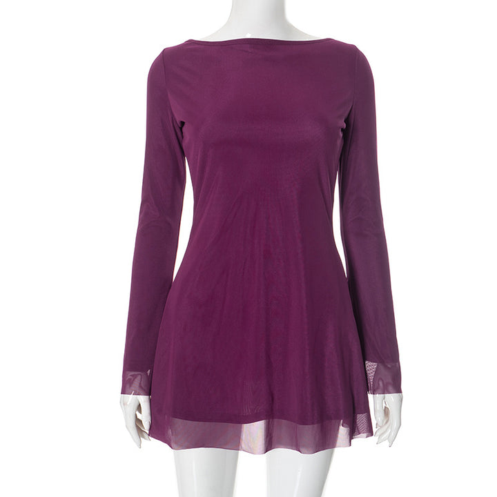 Dame Elegant Langærmet Mini Kjole Stilla