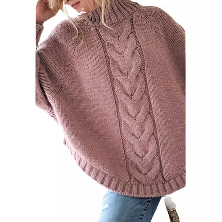 Kvinders sweater med høj krave og kabeldesign Stilla