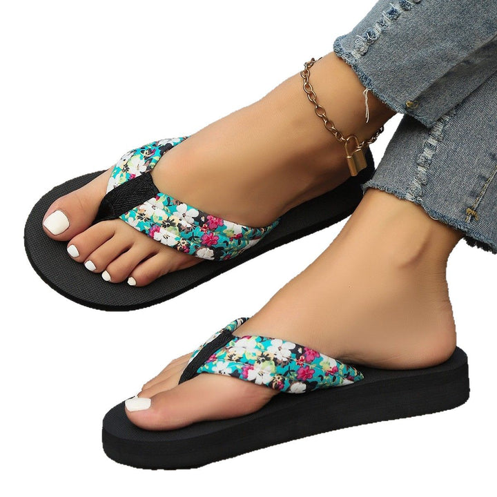 Dame toe-separator sandaler med blomsterdesign og komfortabelt fodseng Stilla