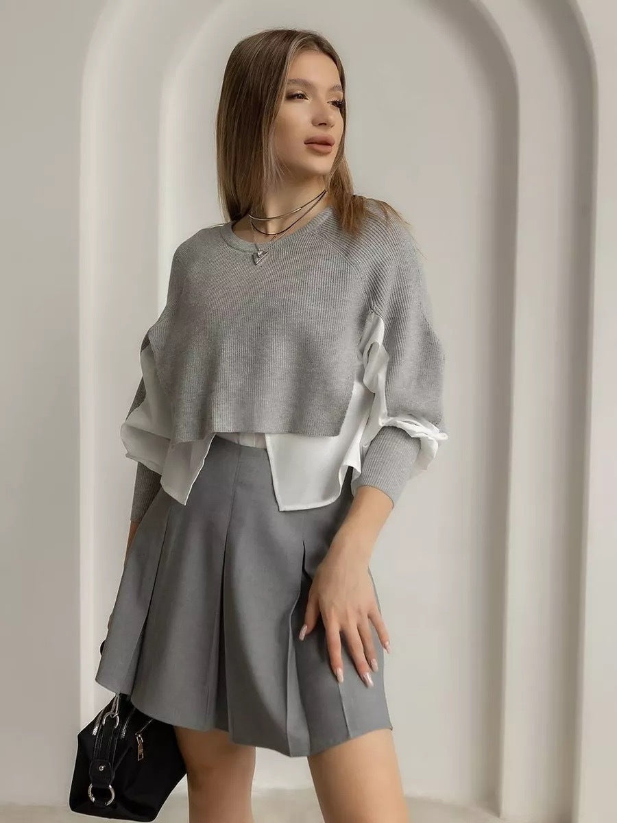 Dame cropped sweater med innovativ lag-på-lag effekt Stilla