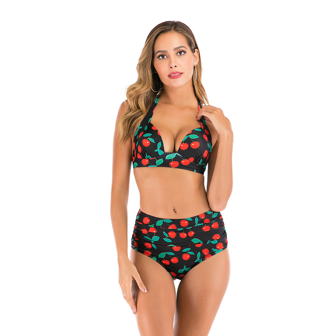 Damehøj talje bikini med floral design Skovae