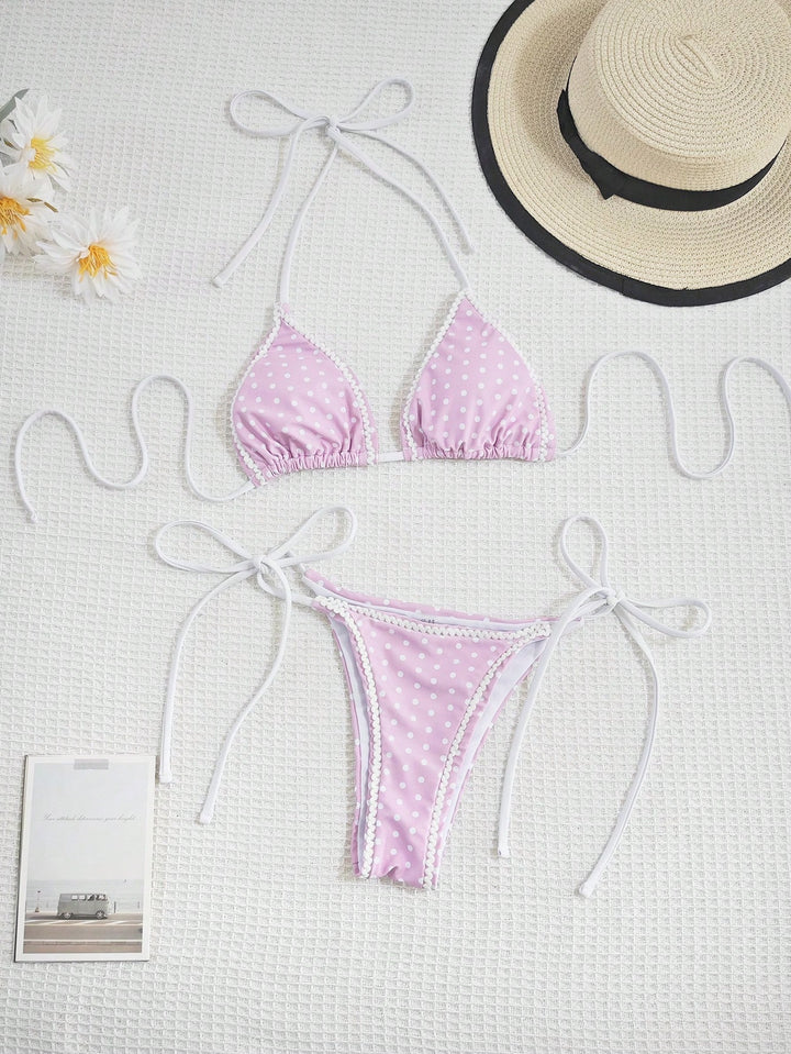 Dame Triangle Top Plet Bikini Sæt Stilla