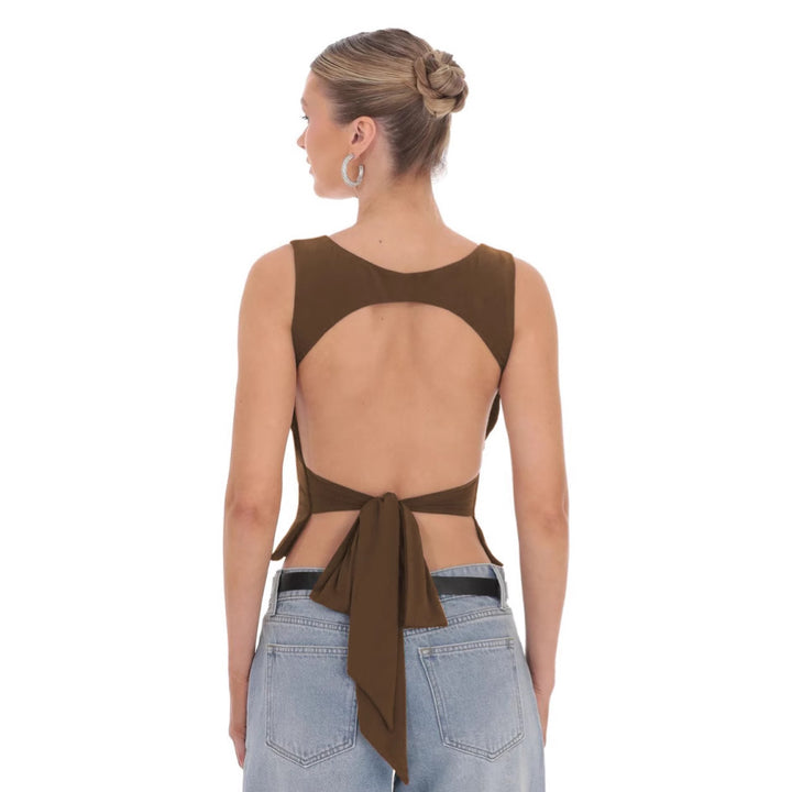 Dame moderne Crop-Top med firkantet udskæring og brede stropper Stilla