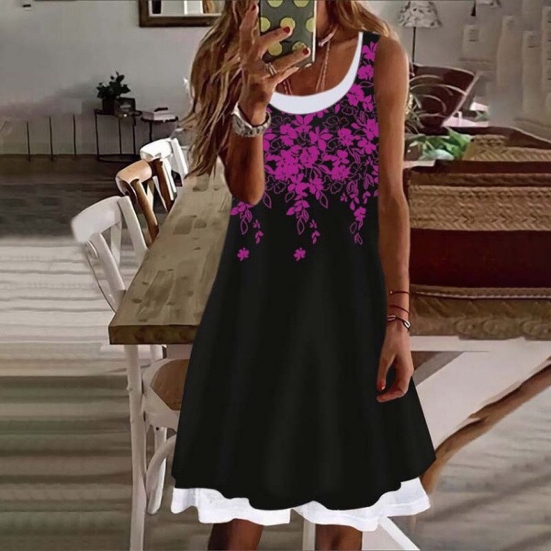 Dame Floral Broderi A-Linien Kjole Stilla
