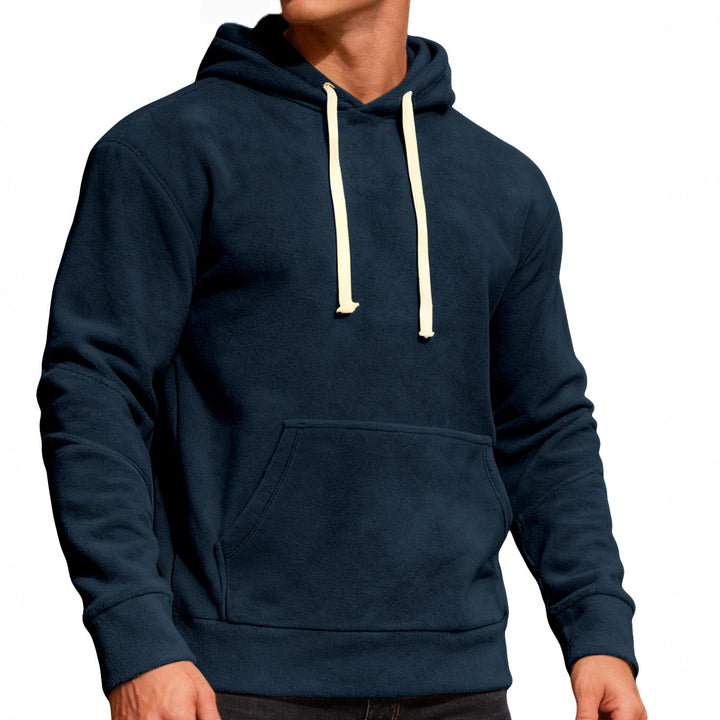 Herren nan samtblød hætte sweatshirt med sømdetaljer, kængurulomme og kontrast snor Skovae