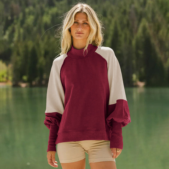 Dame sporty oversized sweatshirt med høj hals og manuelt justerbare ærmer Stilla