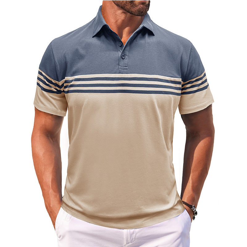 Herre polo-shirt med moderne stribemotiv og åndbart stof Stilla
