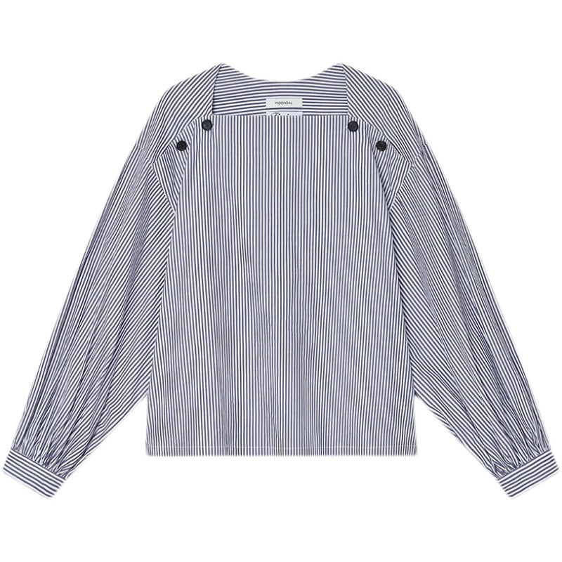 Kvinders fashionable bluse med innovative knapdetaljer Stilla