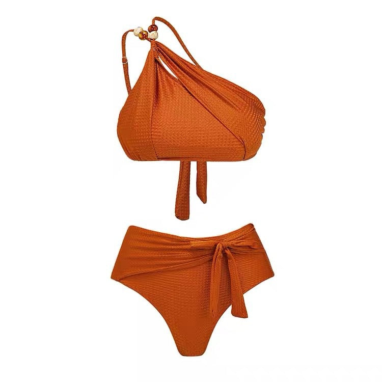 Dame Bikini-sæt med fashionable indpakningsskørt og elegant ensidig stropdesign Stilla