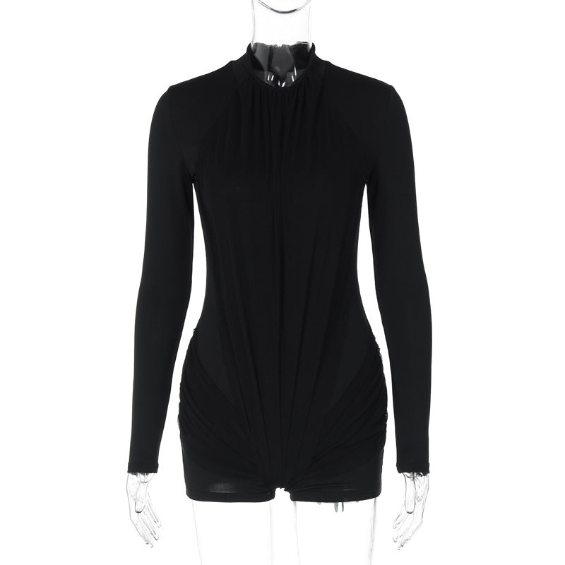 Dame Figurtilpasset Langærmet Bodysuit med elegant Foldsdesign Stilla