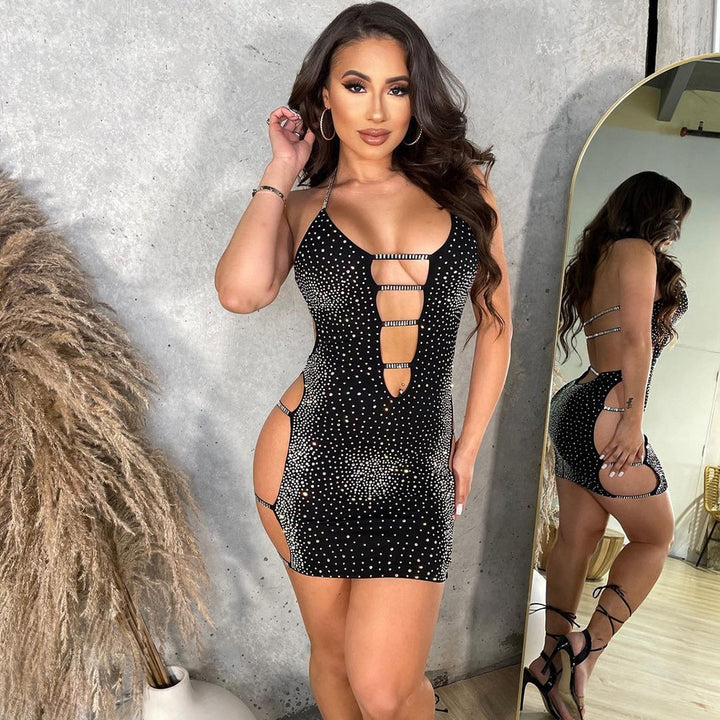 Dame Dazzling Cut-Out Strass Bodycon Kjole Stilla