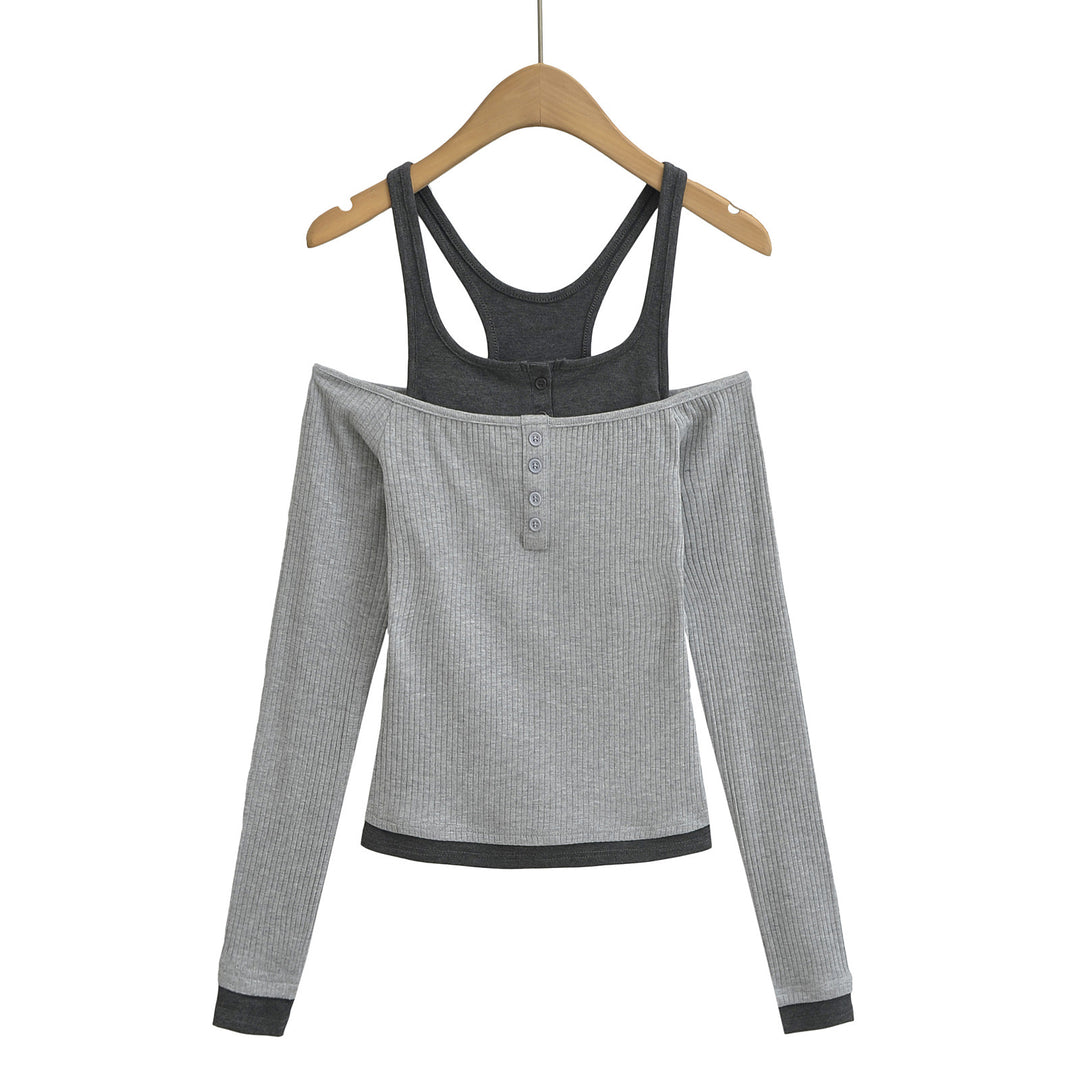 Damer Off-Shoulder Langærmet skjorte med moderigtigt knapdesign og raffinerede stropdetaljer Stilla