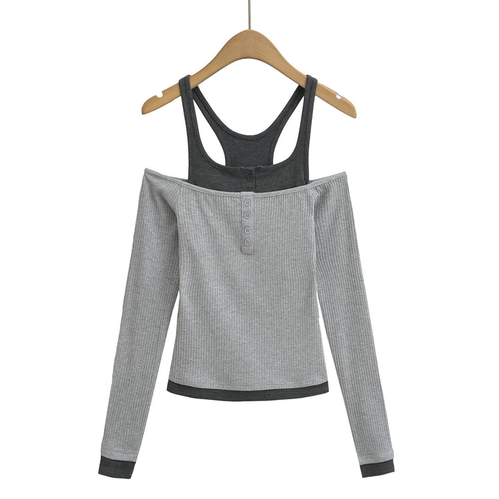 Damer Off-Shoulder Langærmet skjorte med moderigtigt knapdesign og raffinerede stropdetaljer Stilla