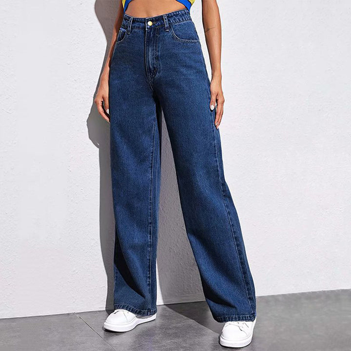 Dame Bred High-Waist Jeans i afslappet snit med elegante detaljer Skovae