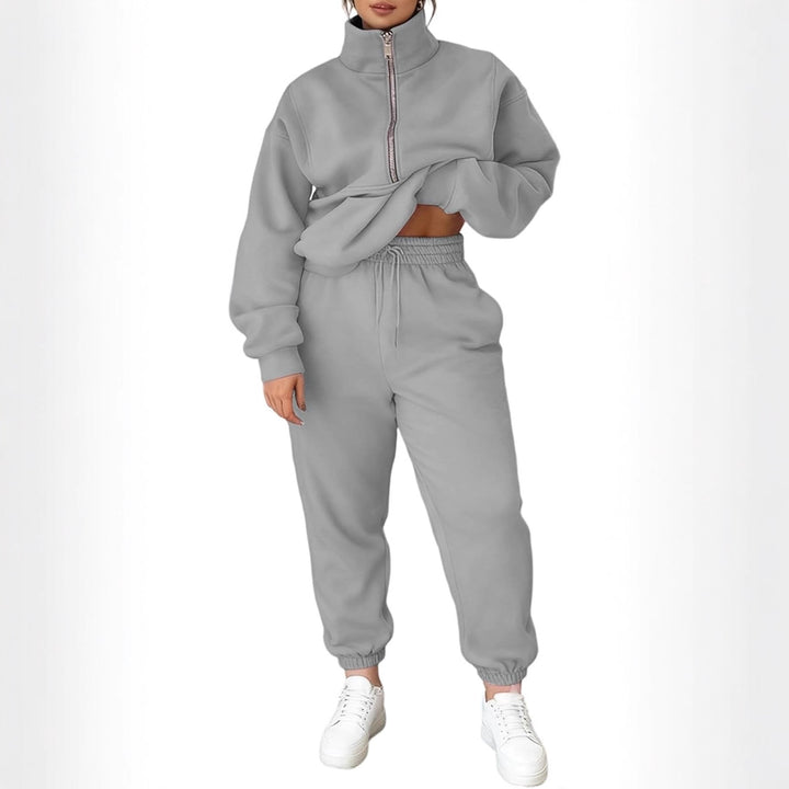 Kvinders hyggelige fleece pullover med høj krave og lynlås Stilla