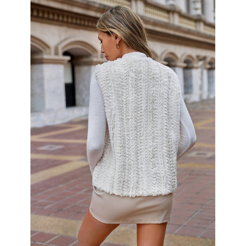 Dame tekstureret Faux-Fur-vest Stilla