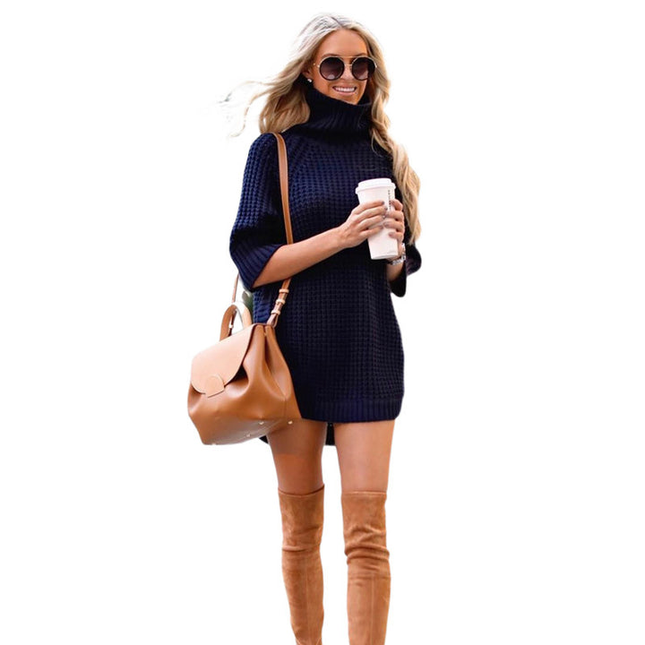 Dame Cozy Strik-Turtleneck Kjole Stilla