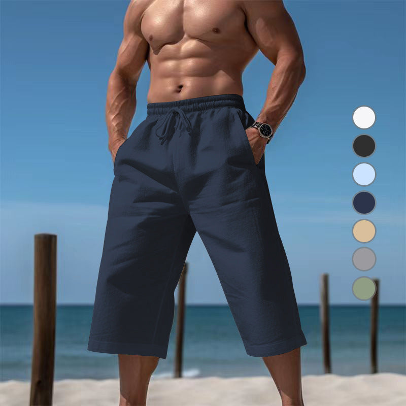 Herrer casual knælange Bermuda-shorts med elastisk talje og snoretræk Skovae