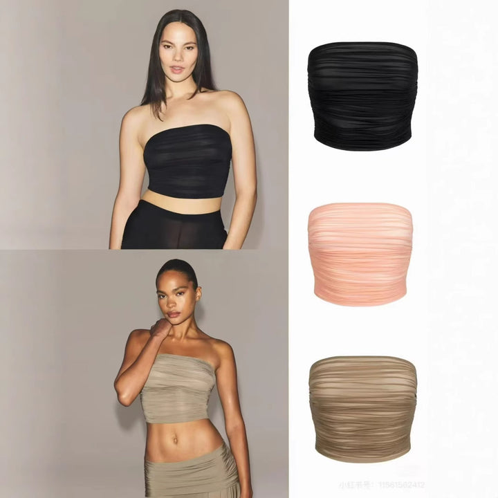 Damer Rynkning Strapless Top Stilla