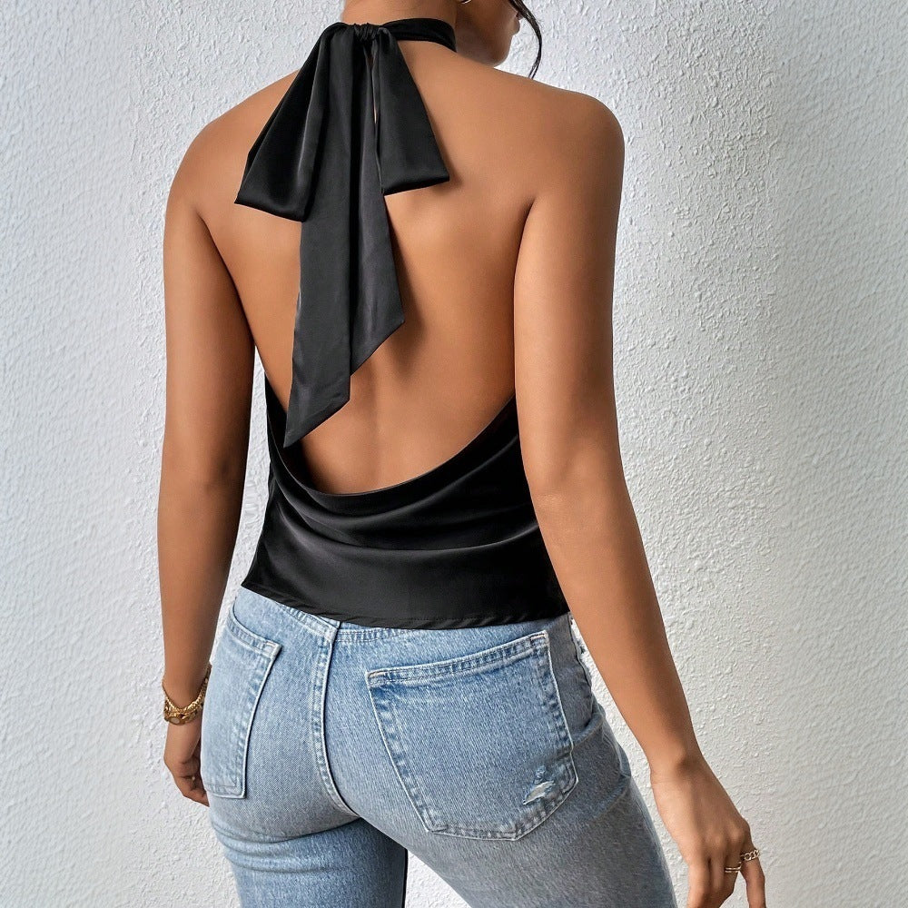 Damer elegant halter top med silkeagtig finish Stilla