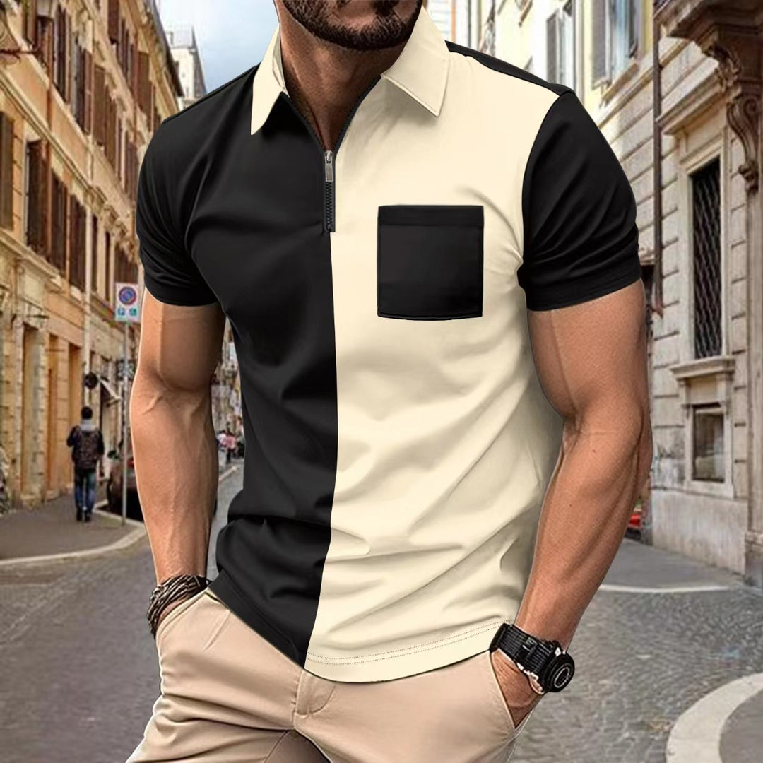 Herren Polo-Shirt med moderne farveblokdesign Stilla