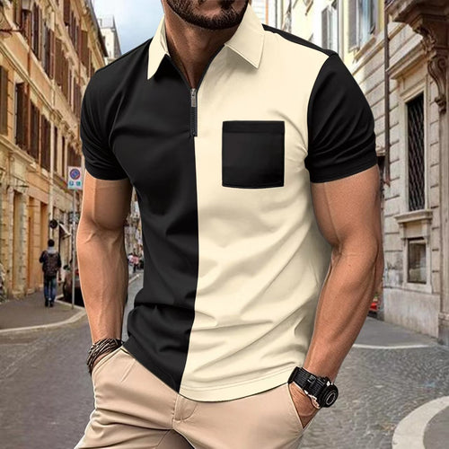 Herren Polo-Shirt med moderne farveblokdesign Stilla