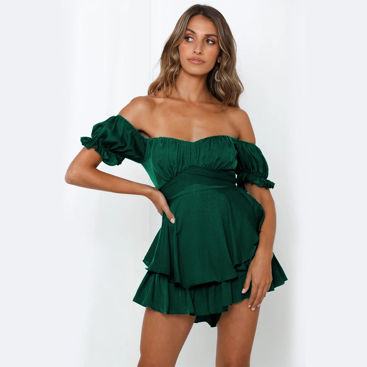 Dame Off-Shoulder Minikjole med løs pasform og bælte accenter Stilla