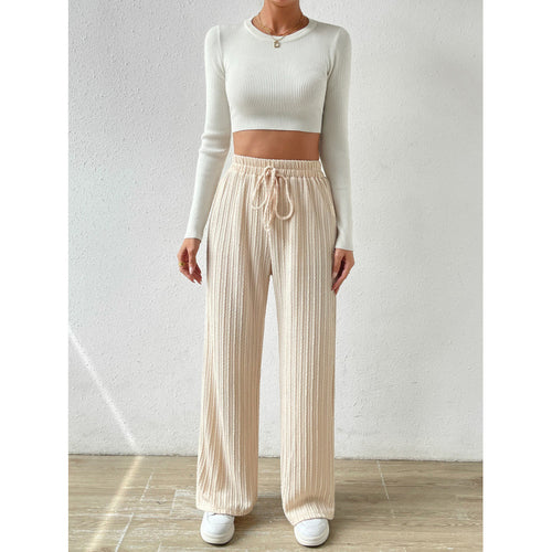 Dame hyggelig Cropped Top og løse Stretch-Bukser Sæt Stilla