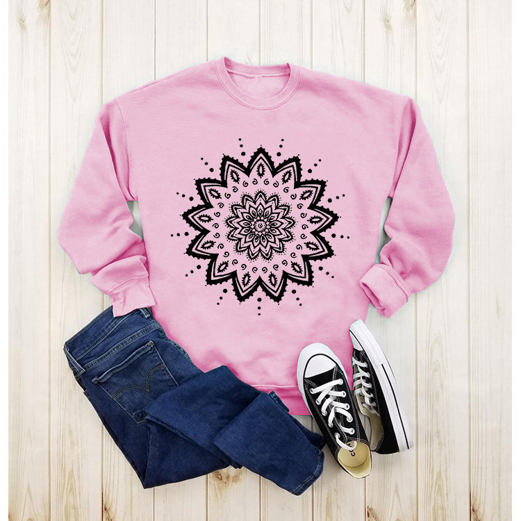 Kvinders sweatshirt med kreativt mandala design og afslappet snit Stilla