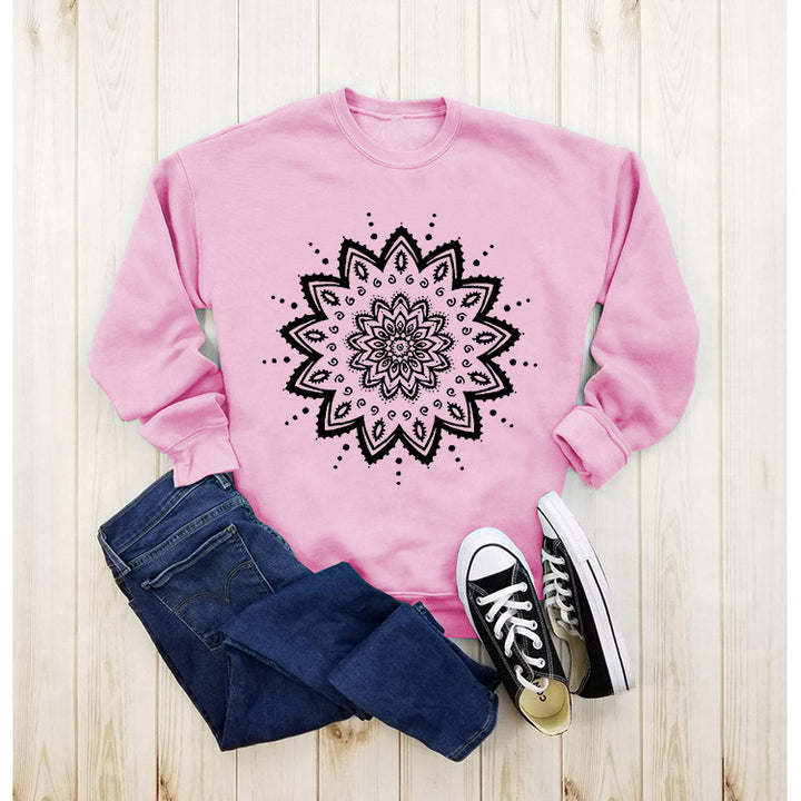 Kvinders sweatshirt med kreativt mandala design og afslappet snit Stilla