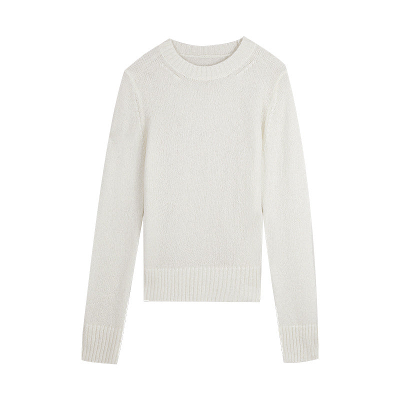 Dame elegant strikpullover med fin tekstur og tidløst rundhalsudskæring Stilla